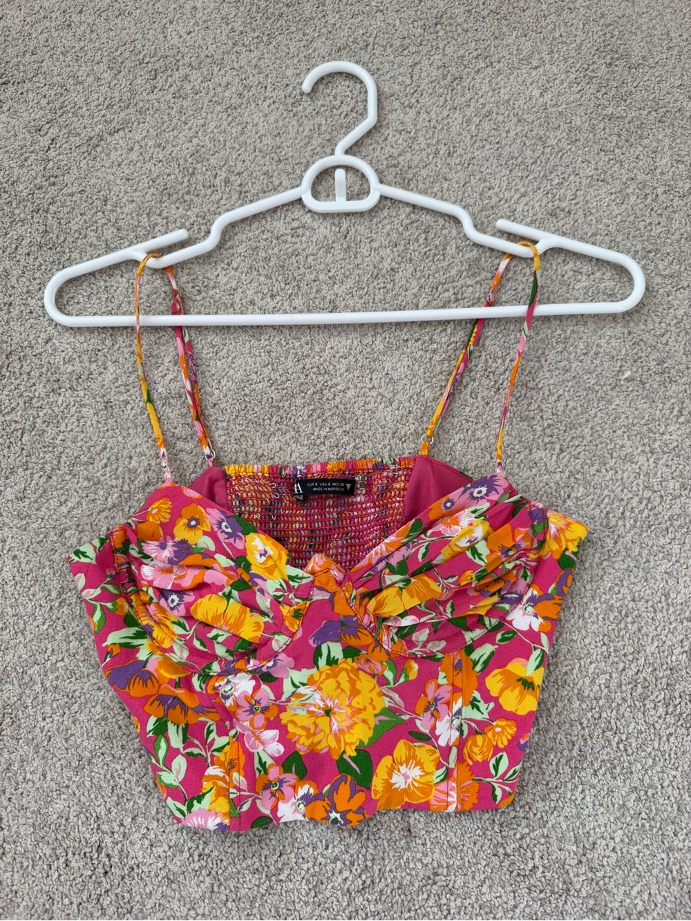 Zara Pink Floral Crop Tank Top